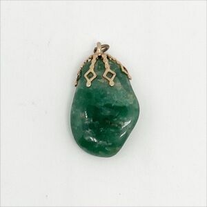 Green Aventurine Freeform Pendant with Gold-Tone Cap